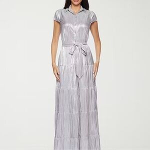 Premier Metallic Silver DISCO DIVA Maxi Dress with Tie Waist 6
